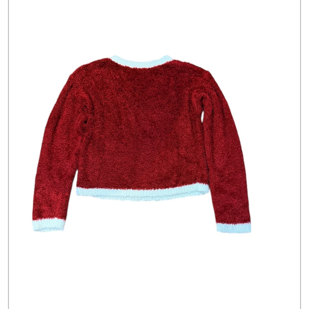 Montana Blues vintage Girls Fuzzy Sweater Red & Blue Trim Size Large - Picture 2 of 4